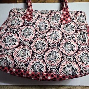 Laura Ashley Quilt Cloth Shoulder Bag Purse with Keychain Magnetic Closure